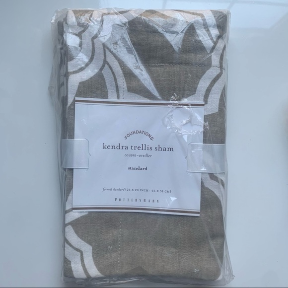 POTTERY BARN Pillow Sham KENDRA Trellis tan nwt - Picture 2 of 6